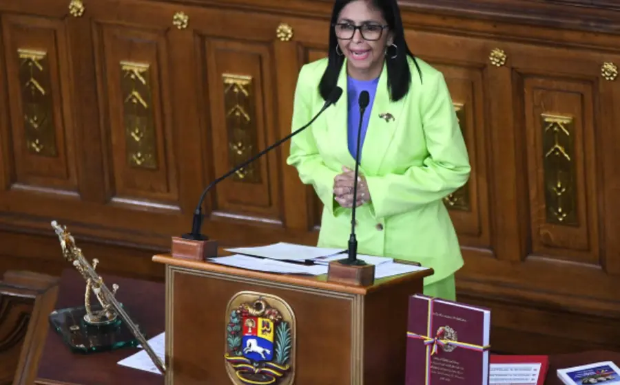 La mandataria Delcy Rodríguez durante la instalación del Programa para la Convivencia Democrática y la Paz, impulsado por el gobierno de Venezuela.