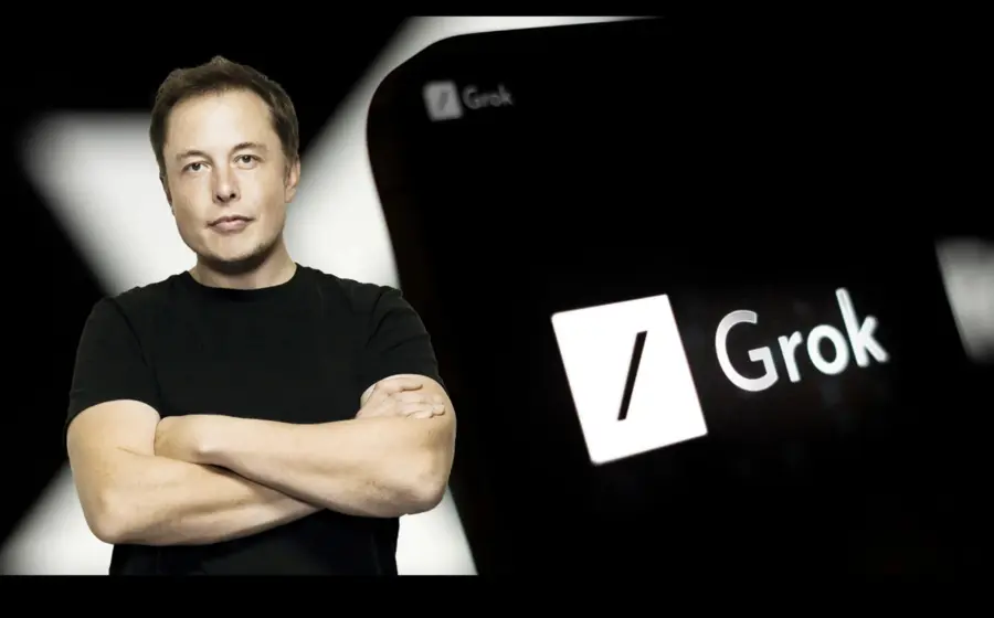 Ilustración conceptual sobre la controversia de Grok Imagine, la inteligencia artificial de Elon Musk, bajo escrutinio por la generación de imágenes sexualizadas.