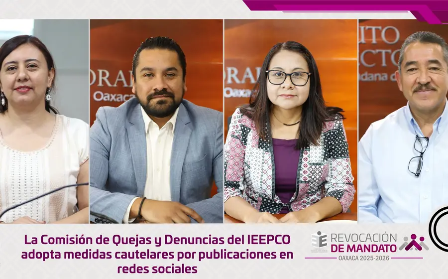 Consejeros del IEEPCO durante la sesión extraordinaria urgente en la que se emitieron medidas cautelares por propaganda electoral irregular en Oaxaca.