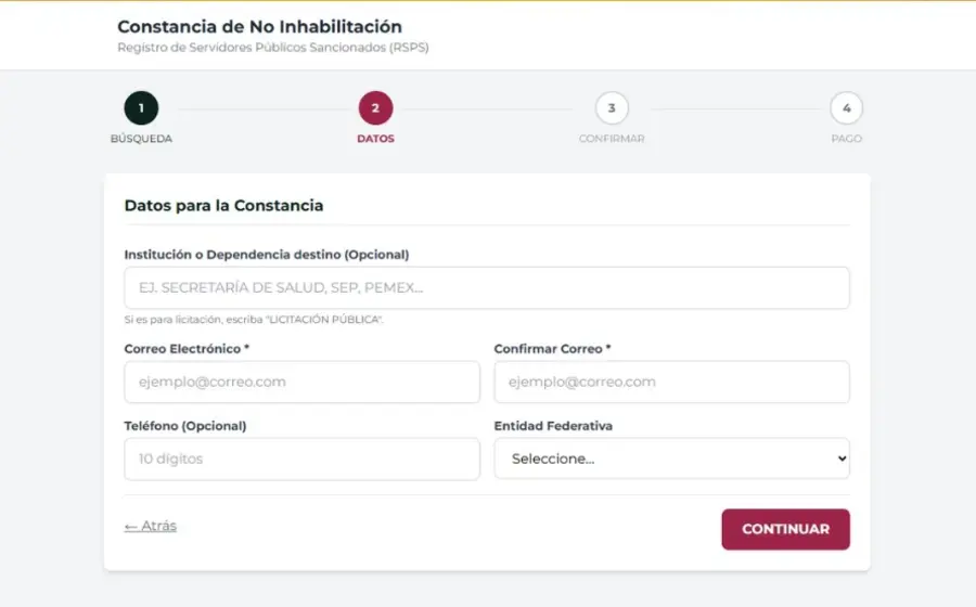 Una imagen que advierte sobre un portal de internet apócrifo que suplanta al gobierno para realizar cobros fraudulentos por la constancia de no inhabilitación.