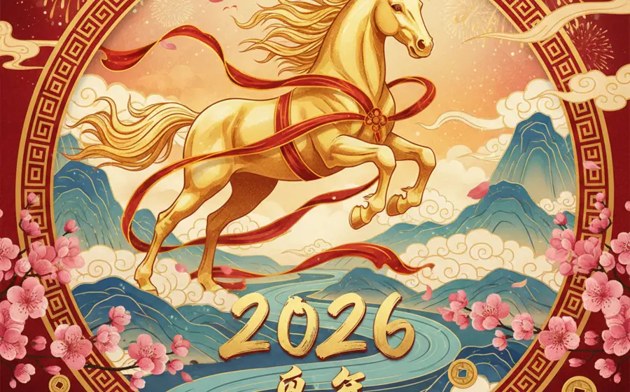 Ilustración de un caballo de fuego para representar el inicio del Año del Caballo en el horóscopo chino y su poderosa energía.