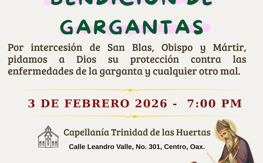 Un sacerdote realiza la tradicional bendición de gargantas a un feligrés durante la misa dominical, como parte de la celebración del Día del Señor.
