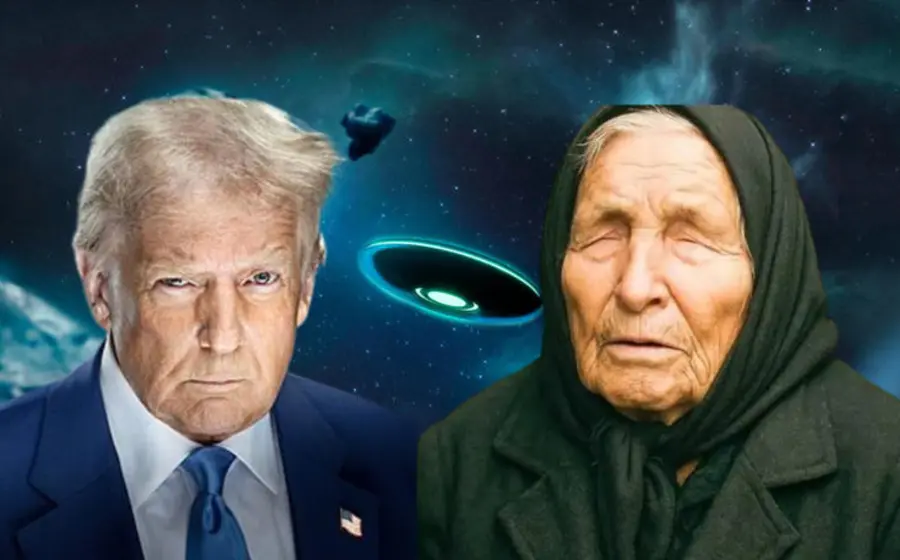 Una imagen conceptual que ilustra a Donald Trump en relación con la profecía OVNI de la vidente Baba Vanga.