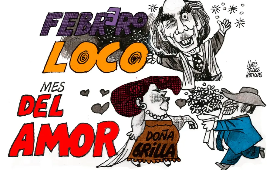 Cartón de Mario Robles que ilustra el concepto de 'Febrero loco', mostrando la naturaleza impredecible y cambiante del clima durante este mes.