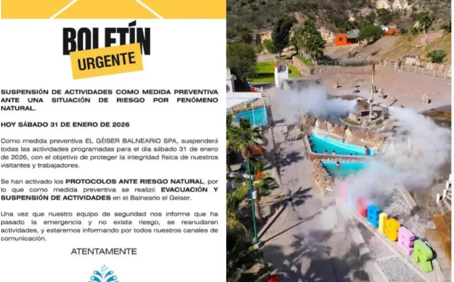 El balneario natural de un géiser en Hidalgo que fue cerrado al público debido a alteraciones provocadas por los recientes sismos en Oaxaca.