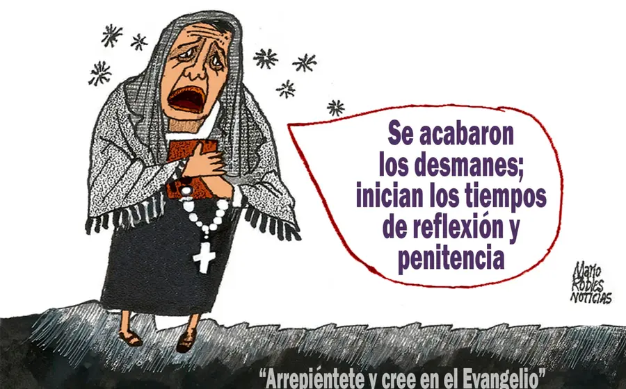 El oaxaqueño Mario Robles con la señal de la cruz en la frente, participando en la tradicional celebración del Miércoles de Ceniza.
