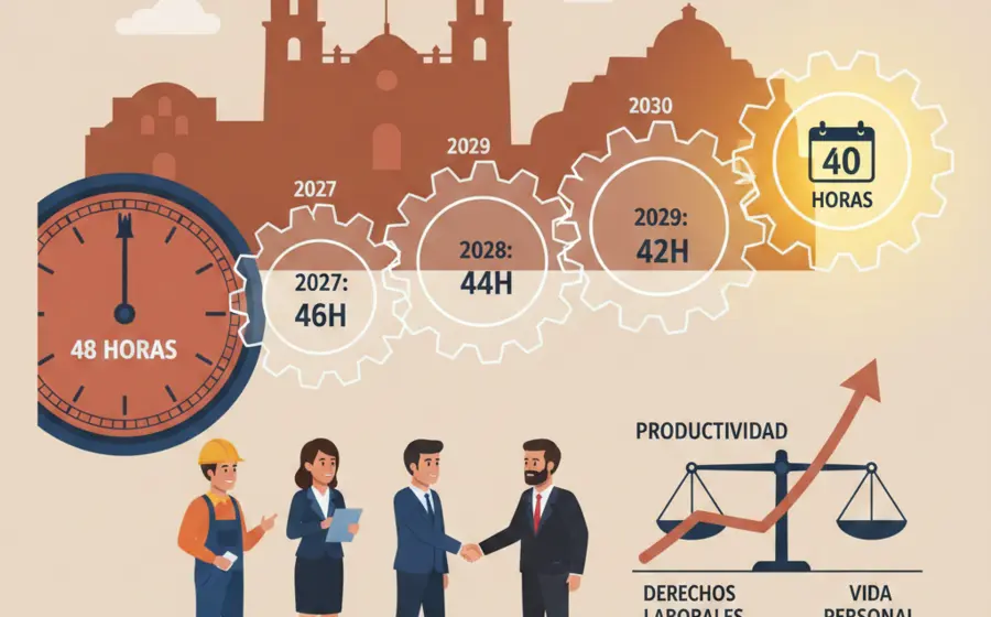 Infografía que ilustra el proceso escalonado de la reforma, detallando cómo se aplicará de forma gradual hasta el año 2030.