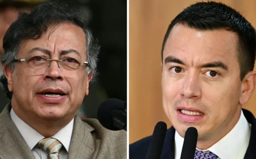 Gustavo Petro, presidente de Colombia y Daniel Noboa, presidente de Ecuador. 
