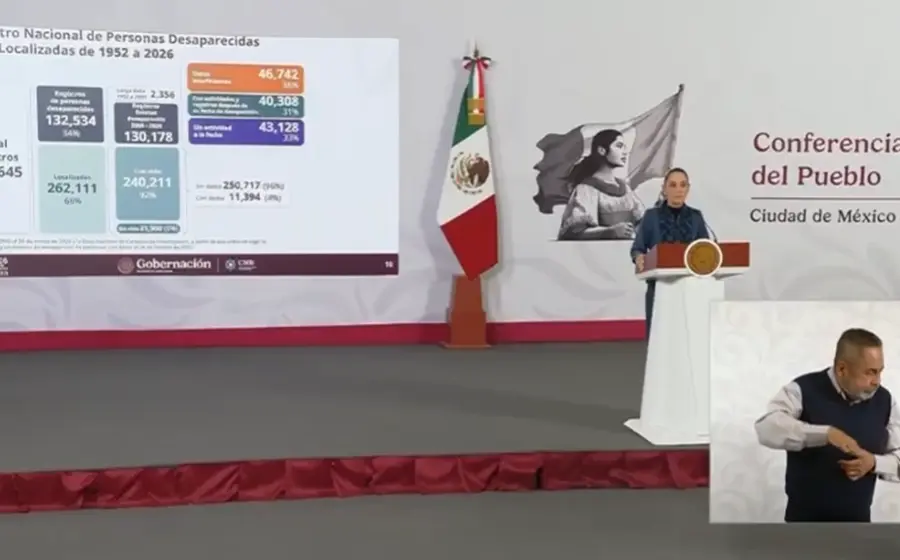  “Seguimos buscando”: Sheinbaum presume sistema integral para localizar desaparecidos.