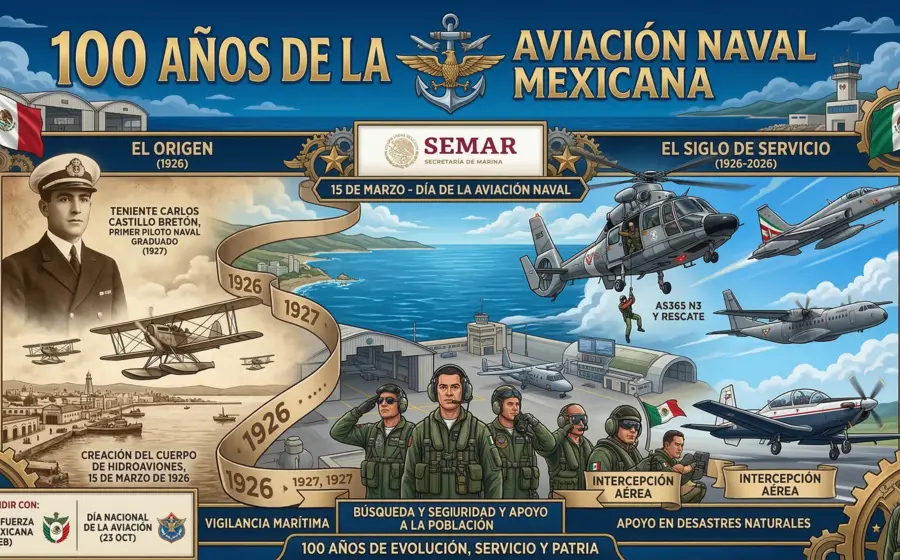 Un siglo en el aire: la Aviación Naval de México celebra 100 años.