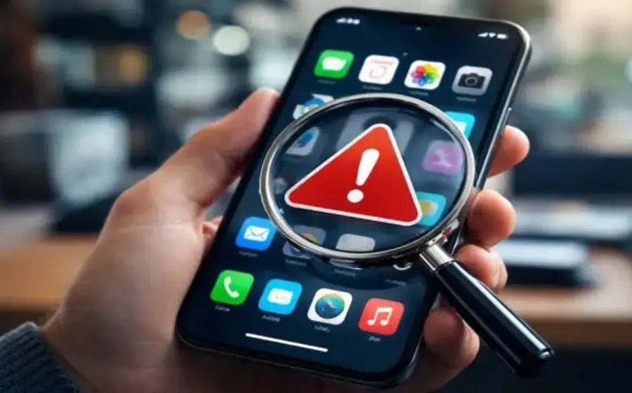 Una ilustración conceptual de un teléfono celular mostrando íconos de las miles de aplicaciones fraudulentas que representan un nuevo riesgo digital.