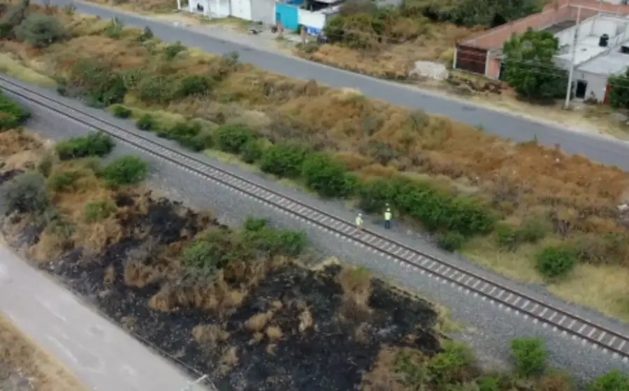 Franja de terreno despejada que forma parte del derecho de vía liberado para la futura construcción de la vía del tren Saltillo-Nuevo Laredo.