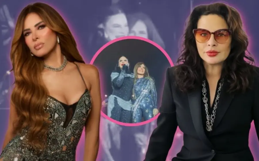 Las cantantes Gloria Trevi y Mary Boquitas se abrazan emotivamente en el escenario durante su reencuentro, interpretando juntas la canción 'En medio de la tempestad'.
