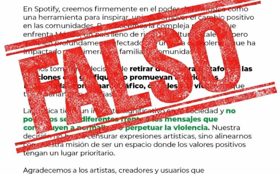 El logotipo de Spotify ilustra la noticia donde la plataforma desmintió un falso comunicado sobre la supuesta prohibición de los narcocorridos.