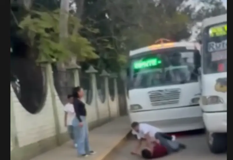 Video viral exhibe pelea entre choferes del transporte público en los Valles Centrales. 