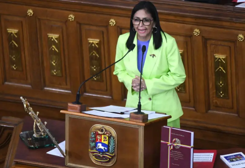 La mandataria Delcy Rodríguez durante la instalación del Programa para la Convivencia Democrática y la Paz, impulsado por el gobierno de Venezuela.