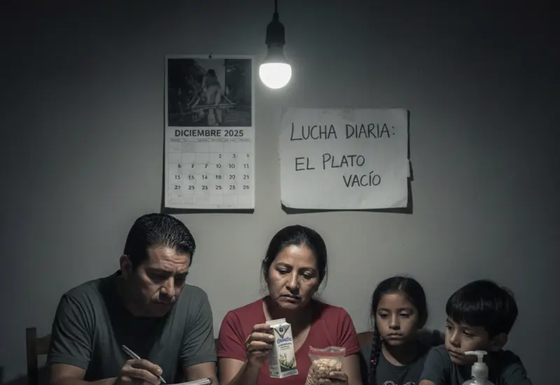 Una canasta con alimentos básicos como huevo, frijol y pollo, que simboliza el alza de precios y la crisis en la economía familiar.