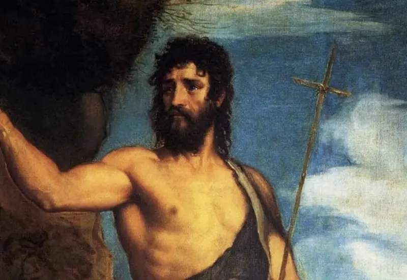 Representación artística del momento en que Jesús es bautizado por su primo, Juan el Bautista, en un acto de fe y purificación.