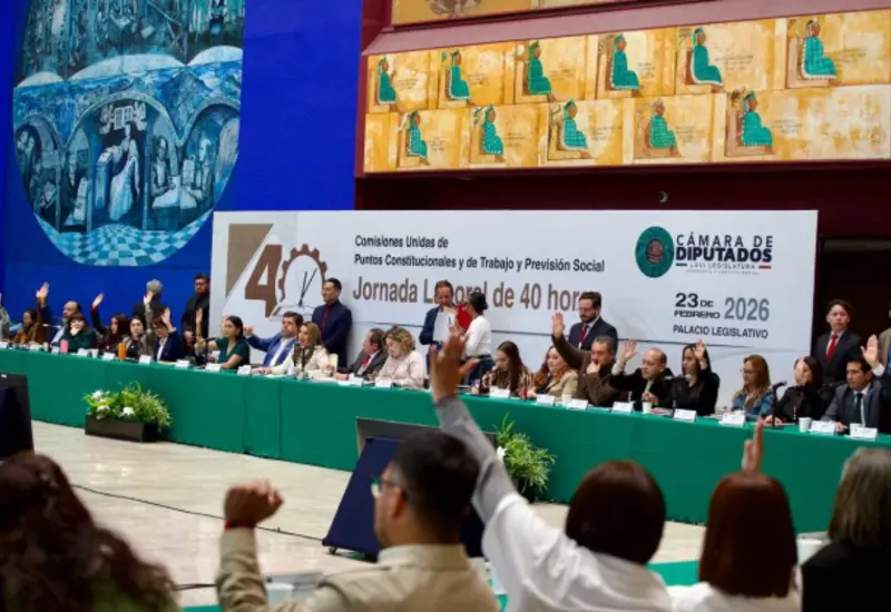 Vista del pleno legislativo donde se discute el dictamen para la reducción gradual de la jornada laboral en México durante una sesión ordinaria.