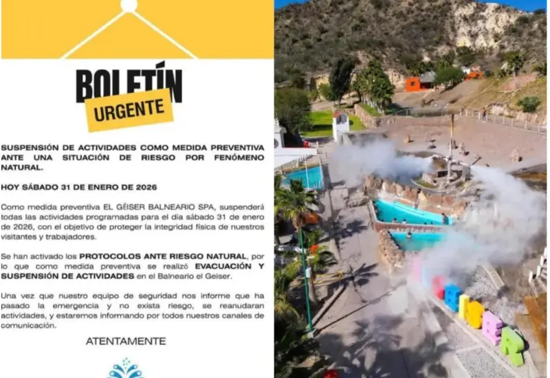 El balneario natural de un géiser en Hidalgo que fue cerrado al público debido a alteraciones provocadas por los recientes sismos en Oaxaca.