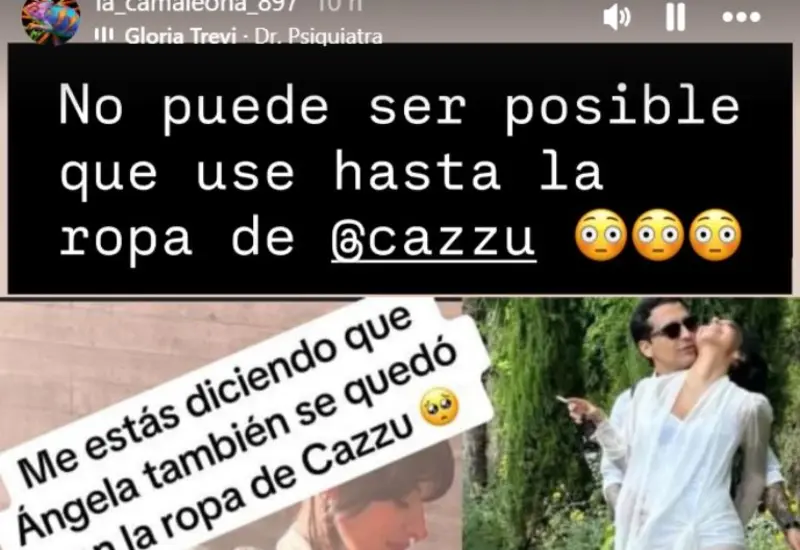 Imagen compartida por la cuenta La Camaleona que supuestamente evidencia un robo de Ángela Aguilar a la cantante argentina Cazzu.