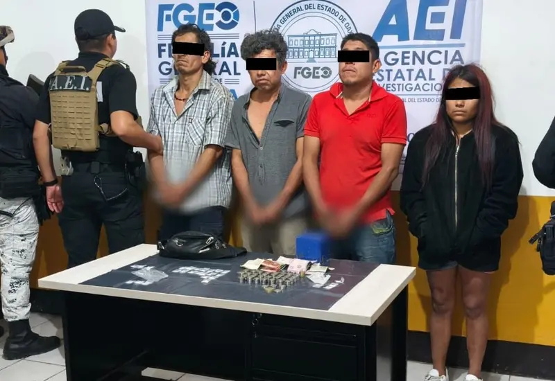 Las cuatro personas que fueron detenidas por presunto narcomenudeo, en el momento en que fueron vinculadas a proceso por la autoridad judicial.