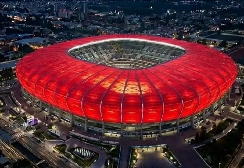 Vista del Estadio Azteca que se encuentra en las etapas finales de su remodelación, casi listo para su próxima reinauguración oficial.