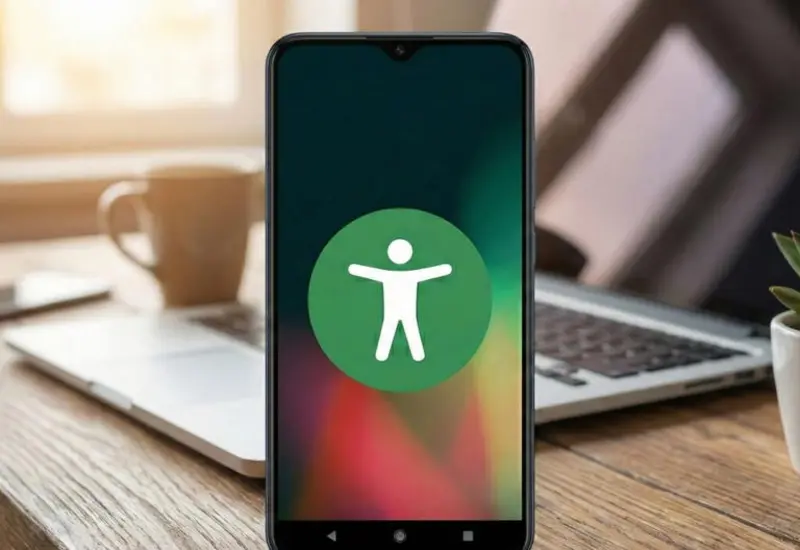 El ícono de un hombrecito en la pantalla de un celular Android, que representa la función de accesibilidad para discapacidad visual o motriz.