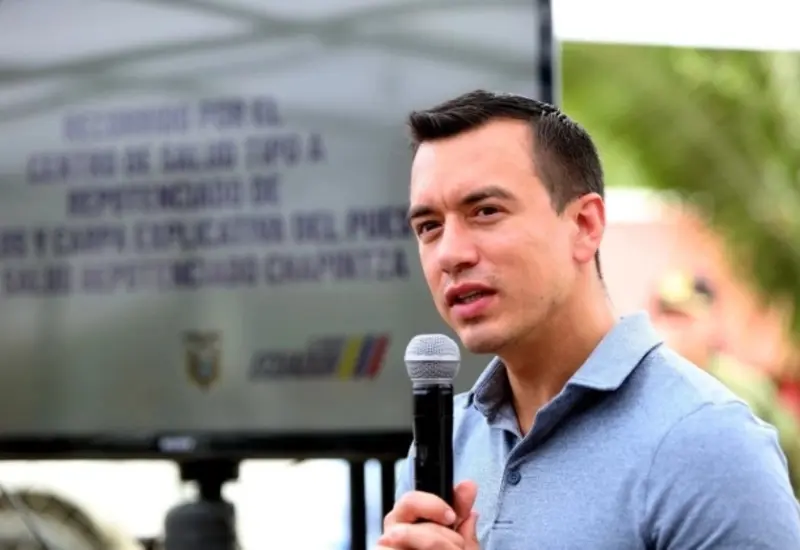 Daniel Noboa, presidente de Ecuador, en una fotografía oficial donde llama a las naciones a frenar el dominio del narcotráfico en América.