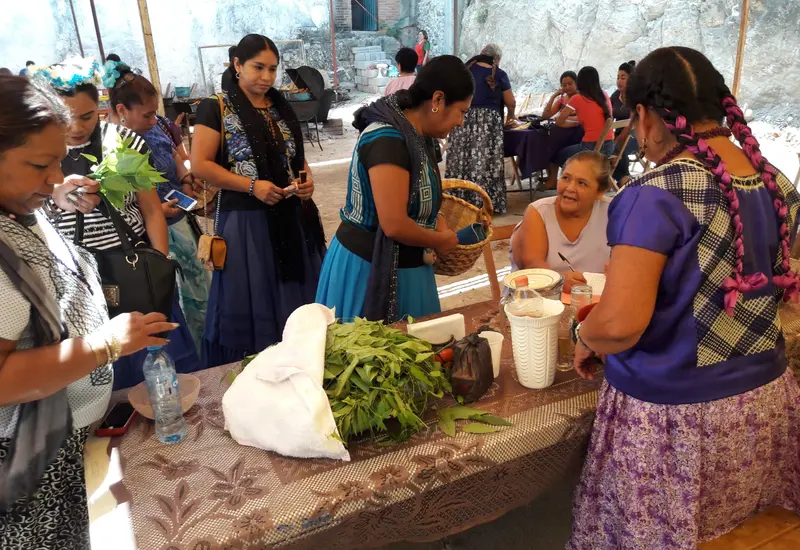 Las shelashuanas fungen como anfitrionas durante un encuentro religioso que marca la tradición y fe de los viernes de Cuaresma en Tehuantepec.